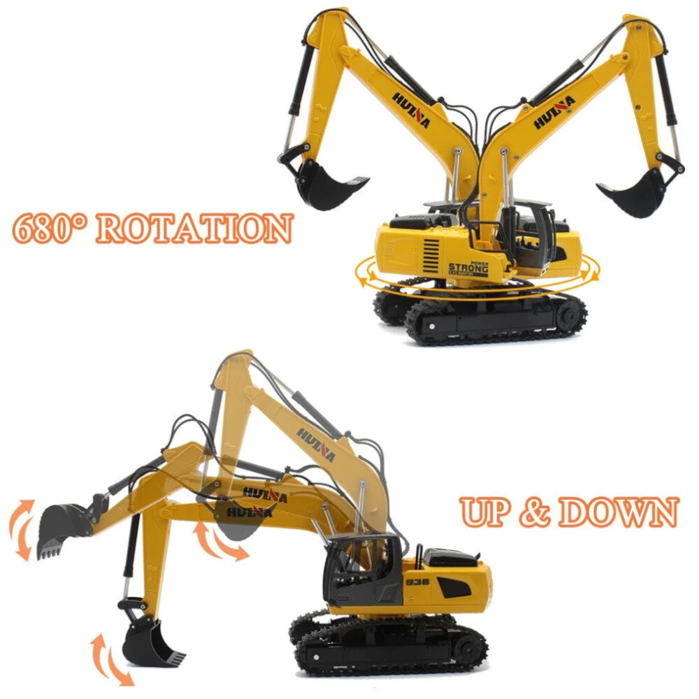 HuiNa  1319 RTR 1/18 2.4G 9CH RC Car Excavator Flat Trailer Flatbed Semi Truck Remote Control Simulation Sound LED Light Engineering Construction Vehicles Models