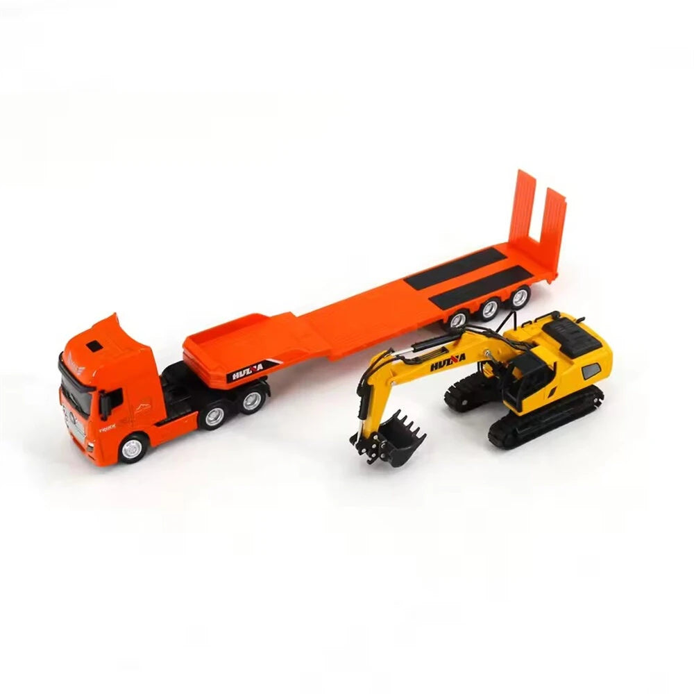 HuiNa  1319 RTR 1/18 2.4G 9CH RC Car Excavator Flat Trailer Flatbed Semi Truck Remote Control Simulation Sound LED Light Engineering Construction Vehicles Models