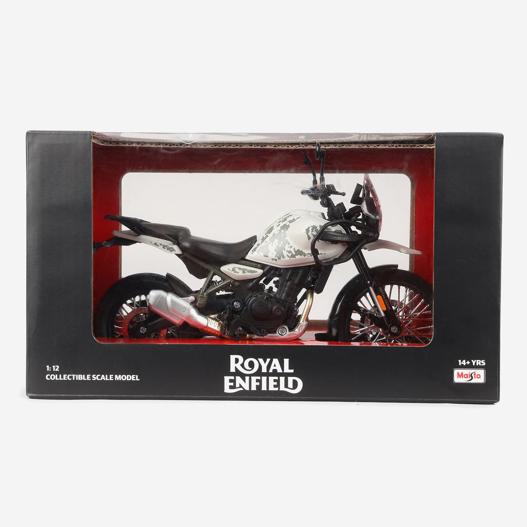 Royal Enfield New Himalayan scale model bike 1/12 by Maisto White/Black