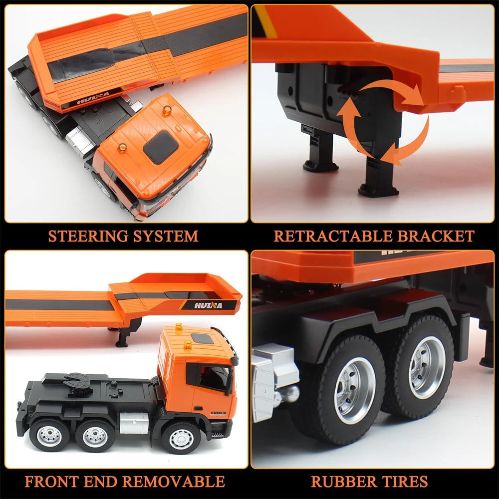 HuiNa  1319 RTR 1/18 2.4G 9CH RC Car Excavator Flat Trailer Flatbed Semi Truck Remote Control Simulation Sound LED Light Engineering Construction Vehicles Models