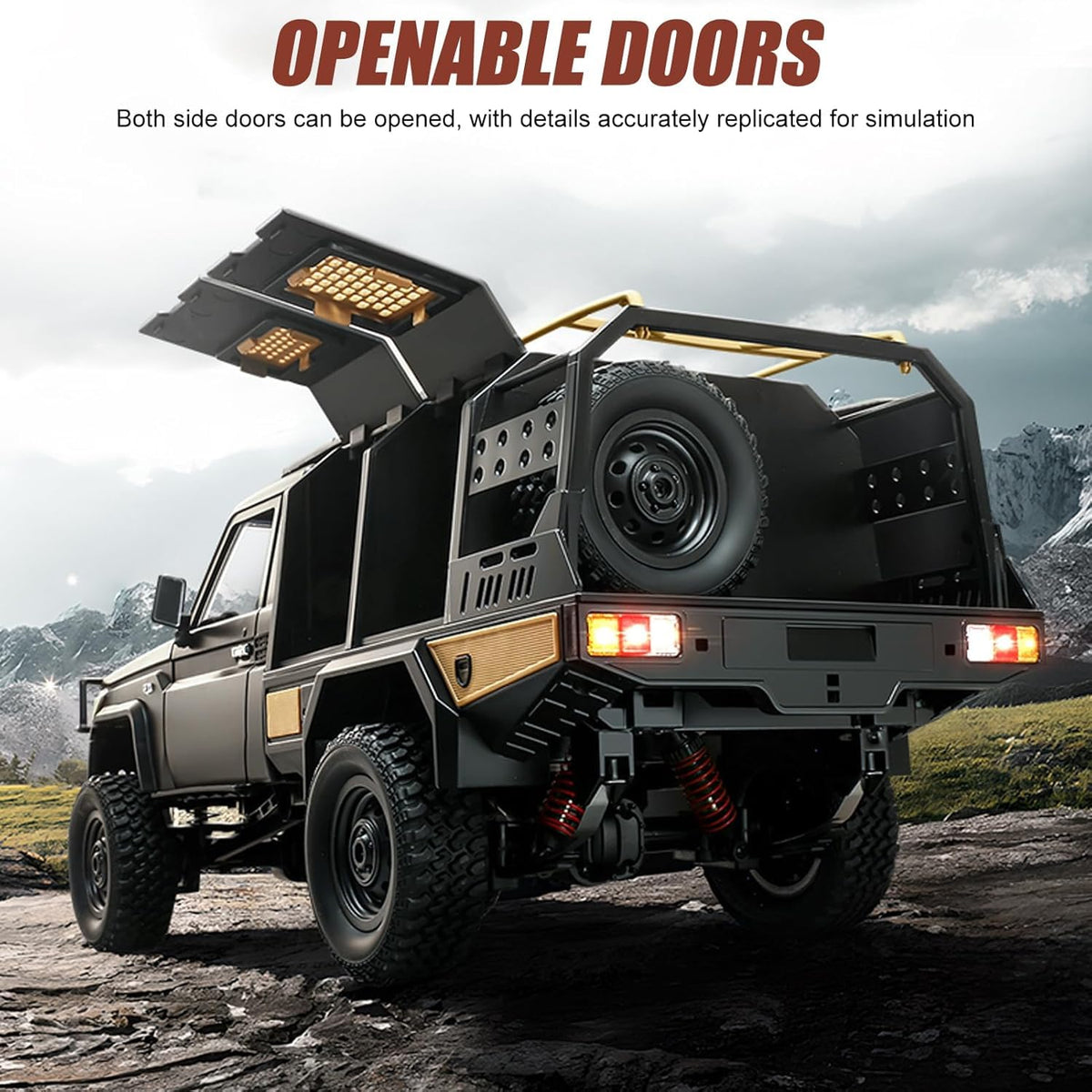 MN Model MN82S 1:12 4WD RC Rock Crawler Land Cruiser Pickup with LED Lights