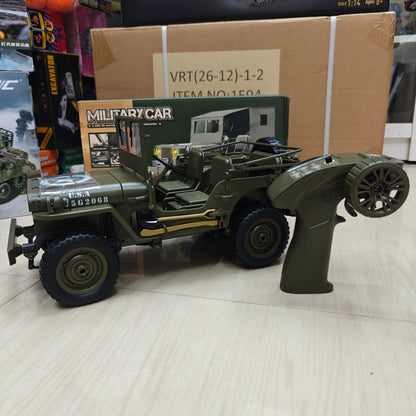 JJRC C8815 RTR 1/10 4WD RC Willys Military Truck – Rock Crawler with Metal Frame & LED Lights