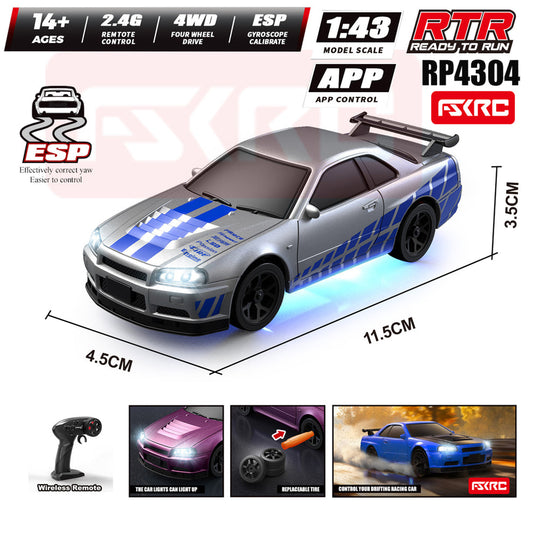 HB Toys Racing Rally 1:43 Nissan Skyline R34 Drift RC Car