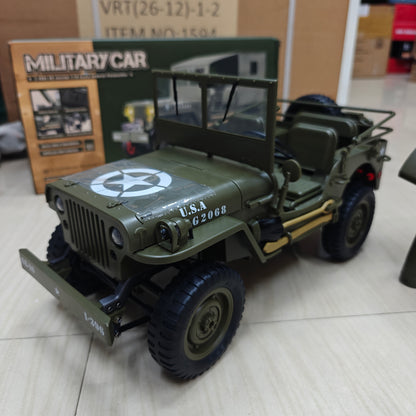 JJRC C8815 RTR 1/10 4WD RC Willys Military Truck – Rock Crawler with Metal Frame & LED Lights