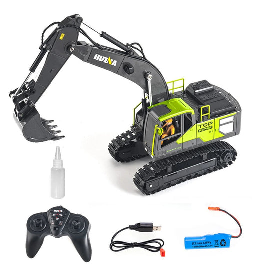Huina 1661 1:18 Die-Cast Metal RC Excavator – 13CH Radio Control Construction Vehicle with LED Lights
