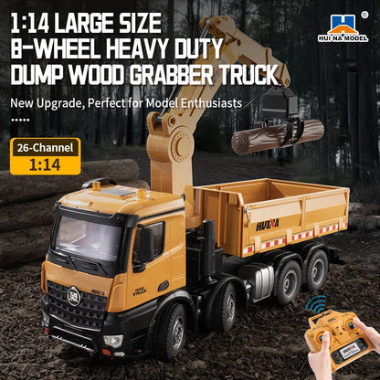 HUINA 1538 1:14 RC Dump Truck with Alloy Timber Grabber 26CH