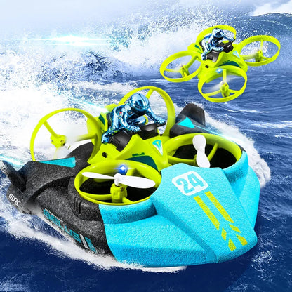 4DRC Mini RC Drone Altitude Hold Headless Mode 3 in 1 Sea Land Air Flight 2.4G Remote Control Quadcopter Boat RC Helicopter Toys
