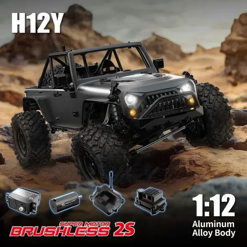 MJX Hyper Go H12Y Brushless 1:12 4WD RC Crawler Truck | LED Lights | 2.4GHz RTR Off-Road Vehicle