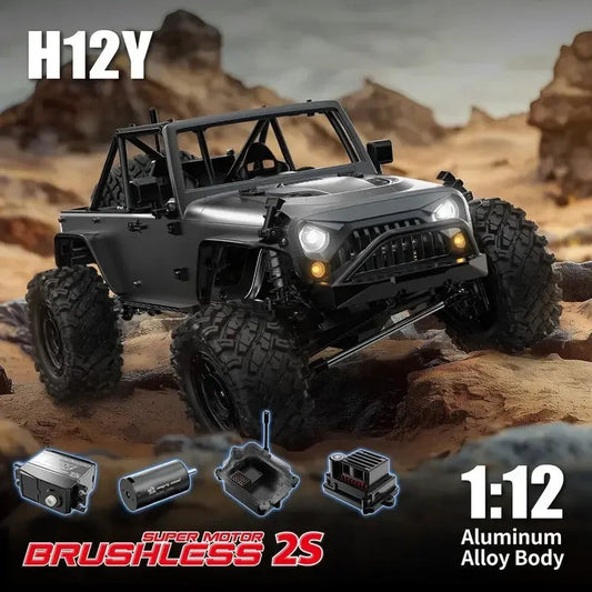 MJX Hyper Go H12Y Brushless 1:12 4WD RC Crawler Truck | LED Lights | 2.4GHz RTR Off-Road Vehicle