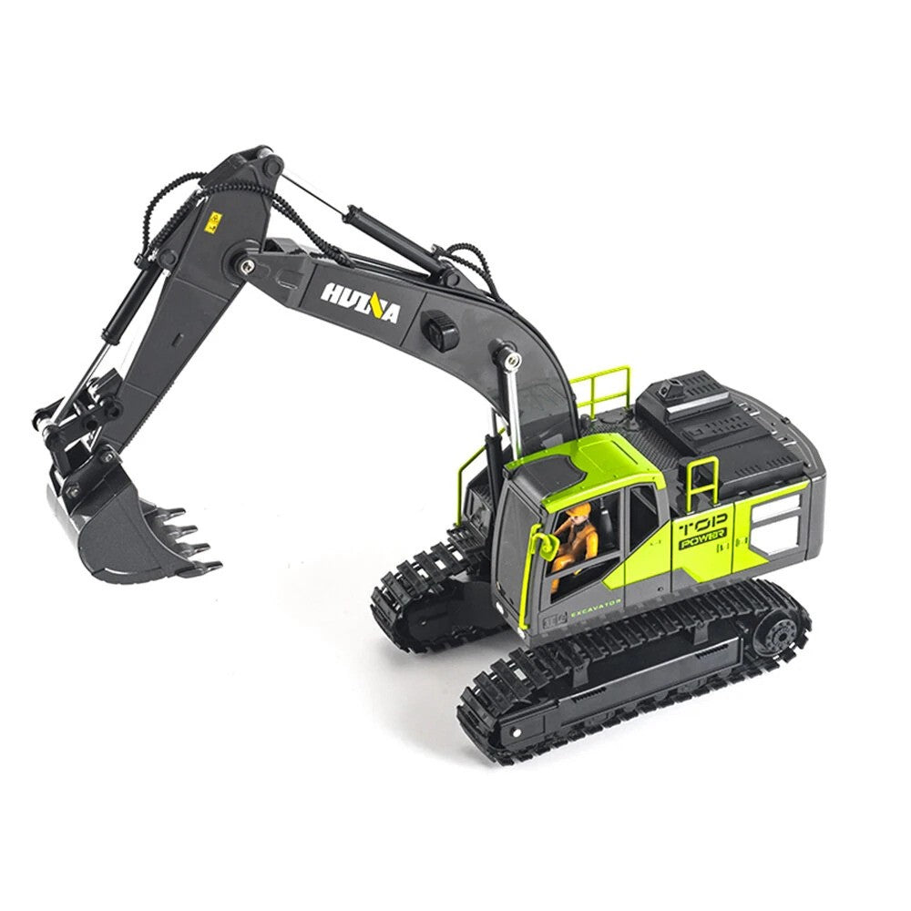 Huina 1661 1:18 Die-Cast Metal RC Excavator – 13CH Radio Control Construction Vehicle with LED Lights