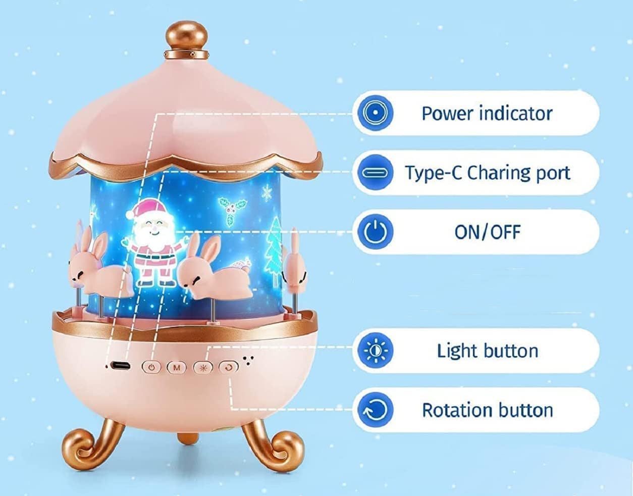 BUNNY CAROUSEL NIGHT LIGHT PROJECTOR