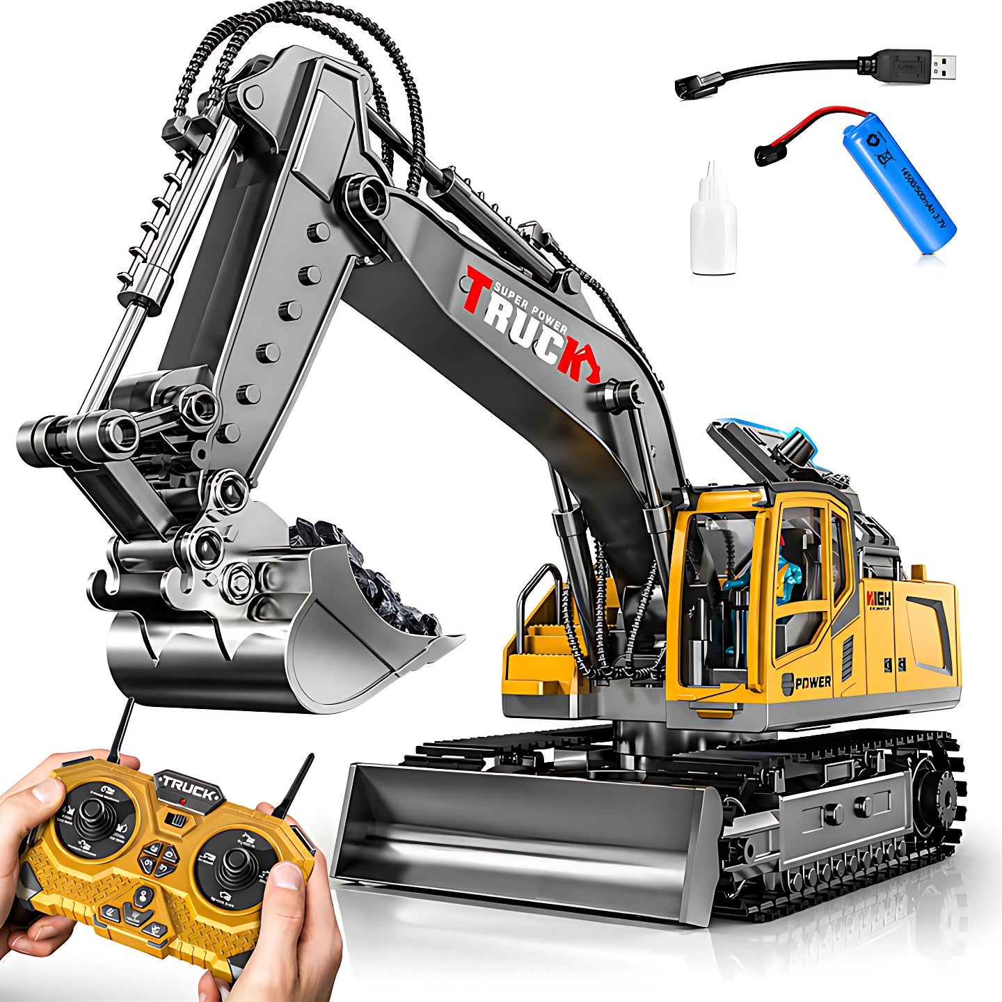 17 CHANNEL RC EXCAVATOR WITH ALLOY BUCKET