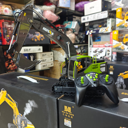 Huina 1661 1:18 Die-Cast Metal RC Excavator – 13CH Radio Control Construction Vehicle with LED Lights