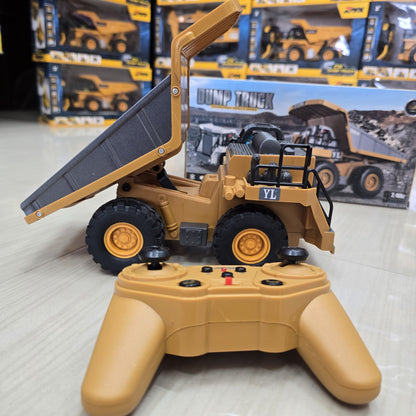 1/24 Metal RC Truck Toy 9-Channel Remote Control Construction Vehicle Dumping Truck with Lights & Sounds, 2.4GHz Rechargeable Toy for Kids