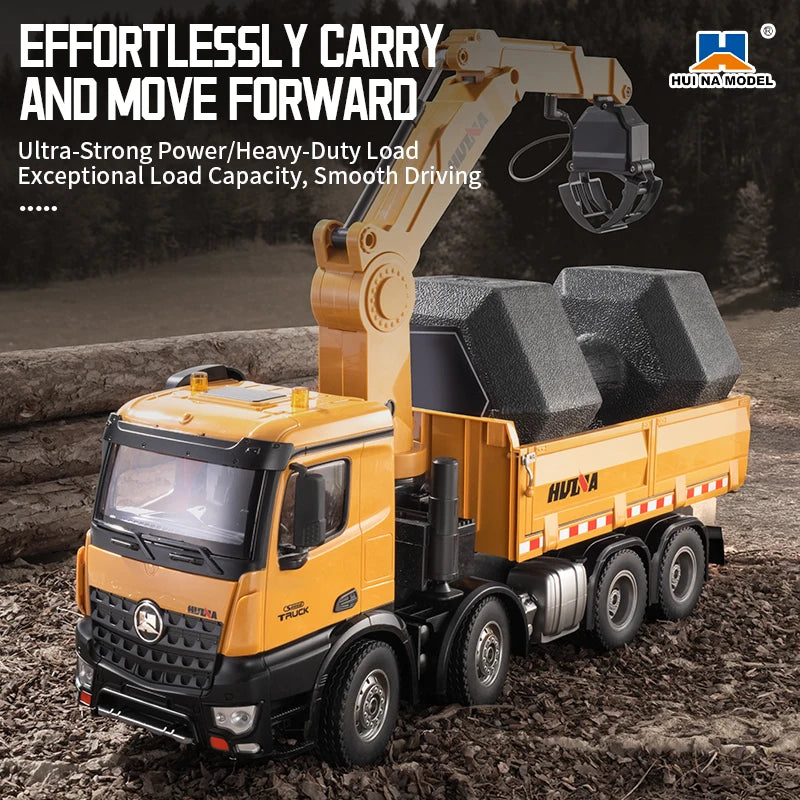 HUINA 1538 1:14 RC Dump Truck with Alloy Timber Grabber 26CH