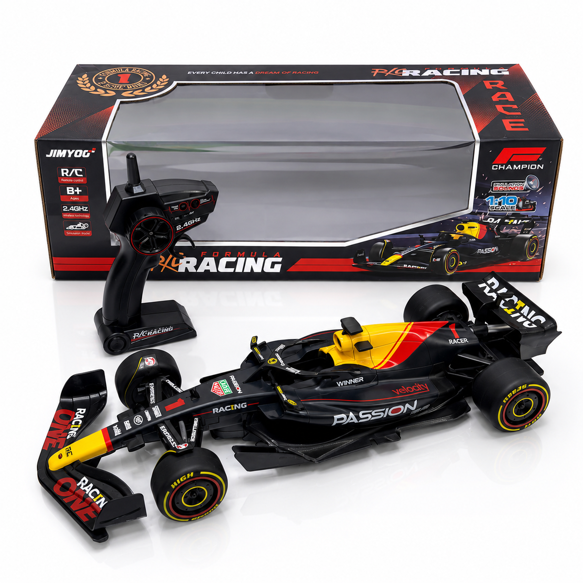 Jimyog 1:10 F1 RC Racing Car High Speed 15KM/H with Simulation sounds and a 2.4GHz Controller