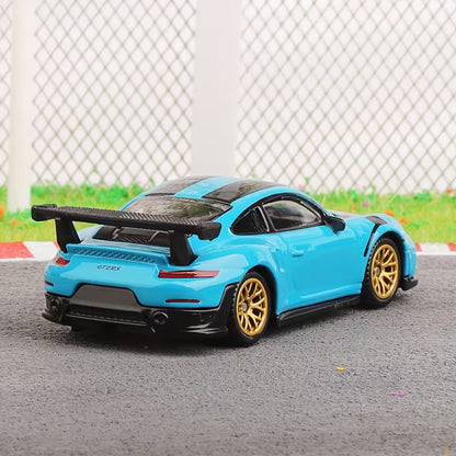 CCA Porsche 911 GT2 RS 1:64 Die-Cast Model Car | Blue Sports Car S16-02