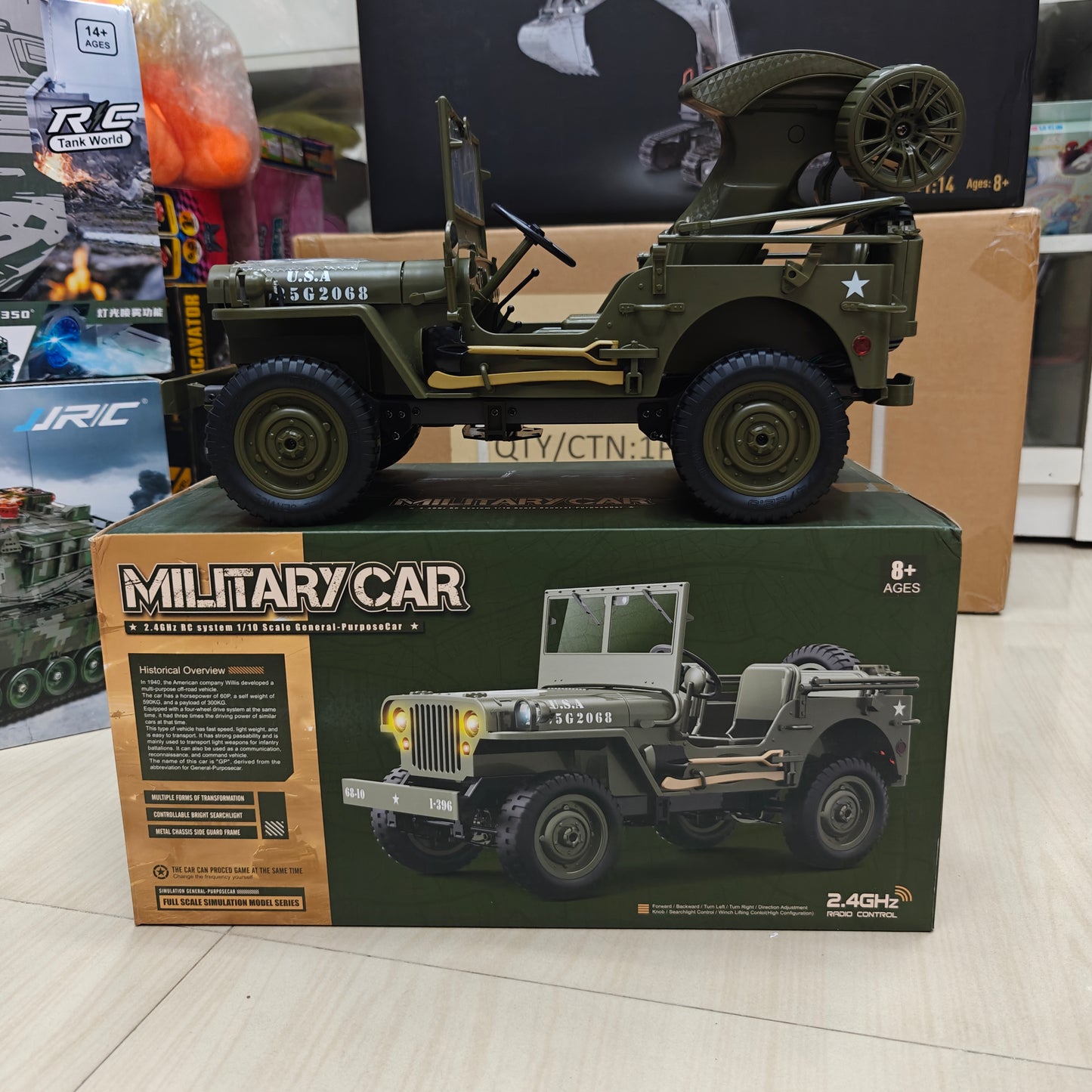 JJRC C8815 RTR 1/10 4WD RC Willys Military Truck – Rock Crawler with Metal Frame & LED Lights