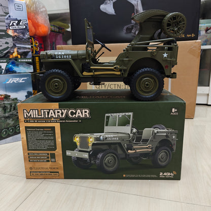 JJRC C8815 RTR 1/10 4WD RC Willys Military Truck – Rock Crawler with Metal Frame & LED Lights