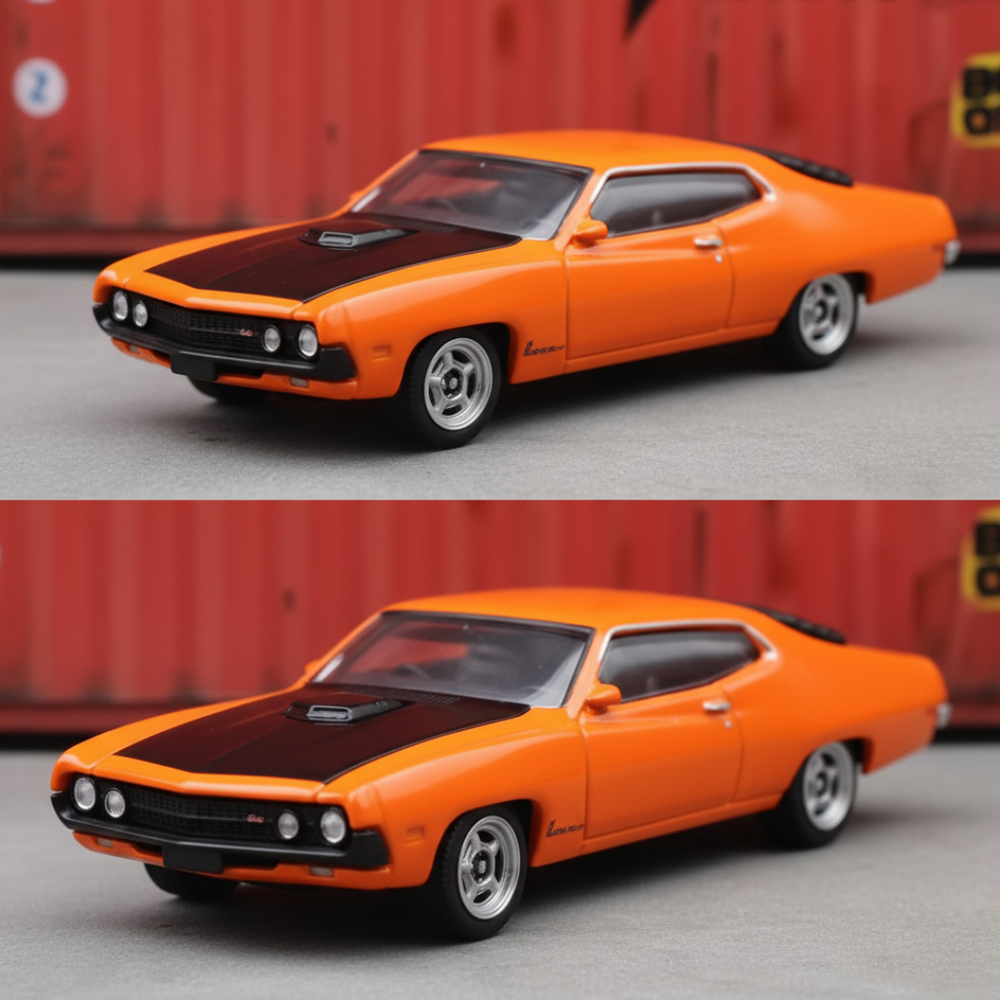 CCA Ford Torino Cobra Die-Cast Model Car – Orange, 1:64 Scale Classic Muscle Car L05-02