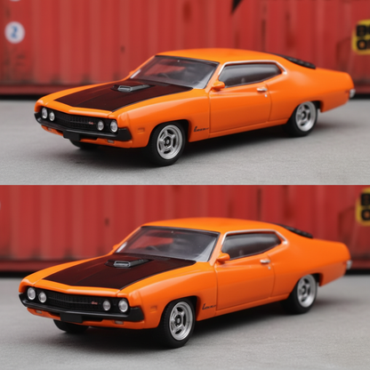 CCA Ford Torino Cobra Die-Cast Model Car – Orange, 1:64 Scale Classic Muscle Car L05-02